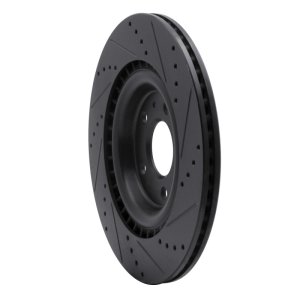 Audi A6 Allroad Brake Rotor (1) - Rear Left - R1 Concepts - Drilled & Slotted - Black - `08-`25